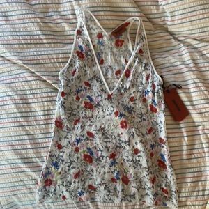 Missoni white red blue floral knit tank top sz 38